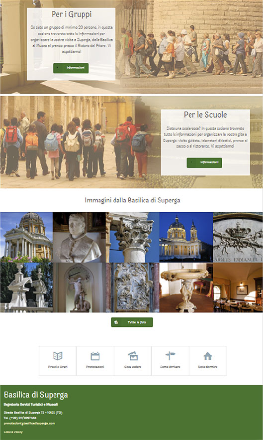 Schermata del sito originale della Basilica di Superga