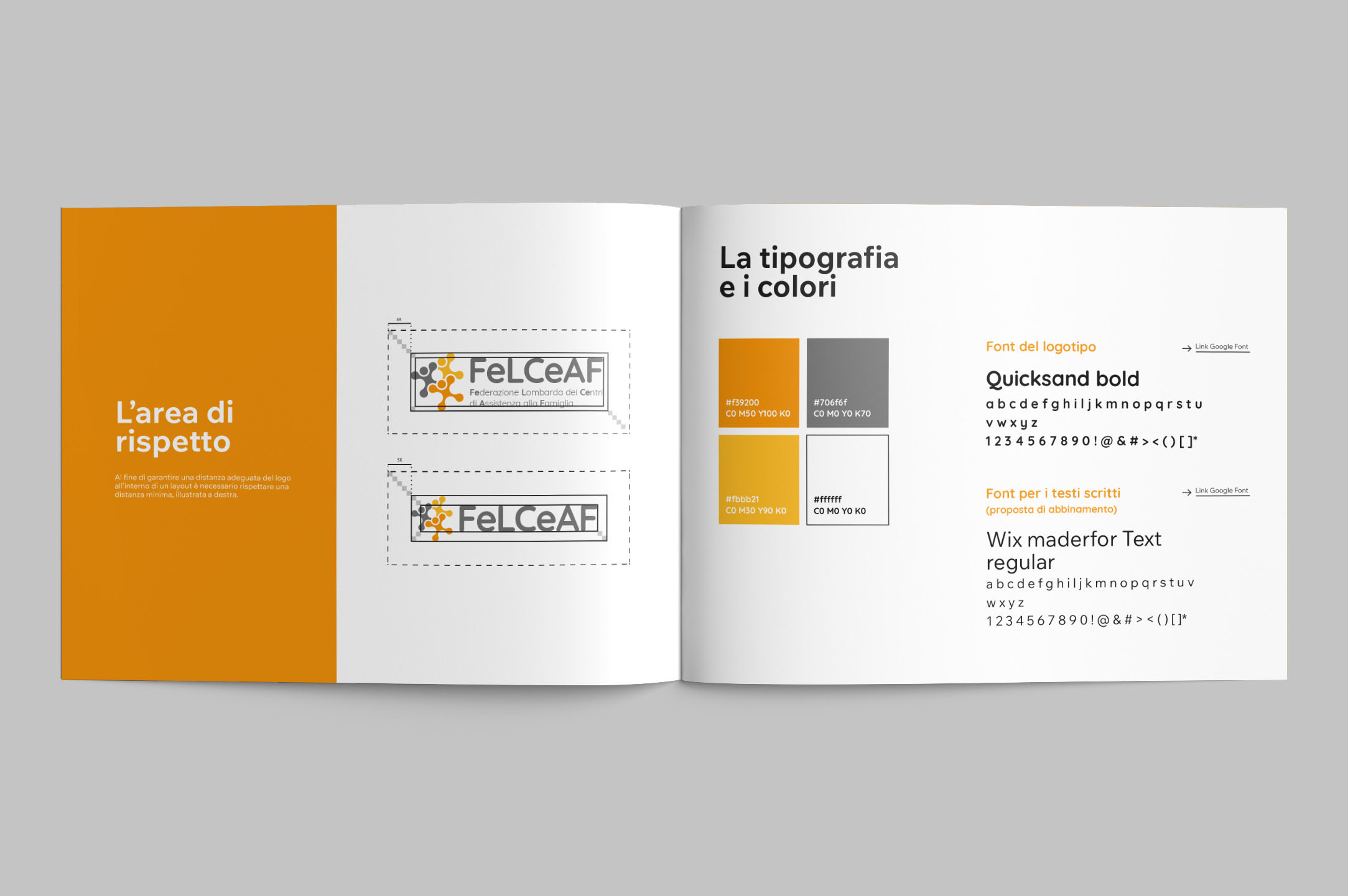 Mockup del brandbook del logo di FeLCeAF