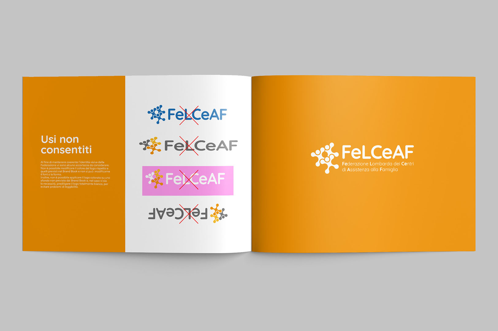 Mockup del brandbook del logo di FeLCeAF