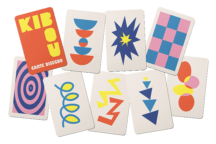 Mockup delle carte disegno del gioco Kibou 