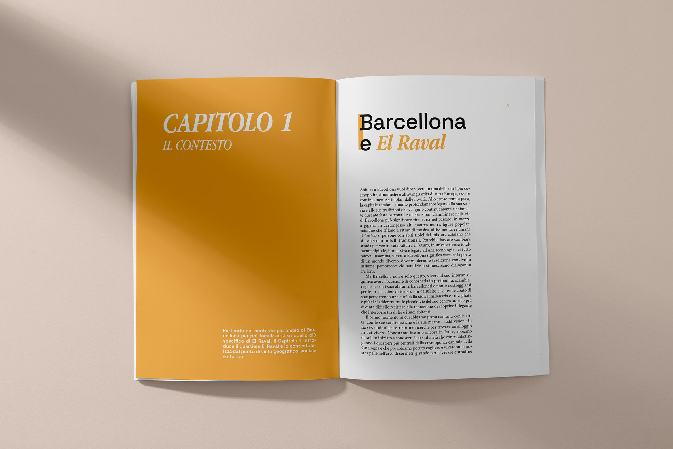 Mockup dell'interno del libro El Raval, un barrio de contrastes